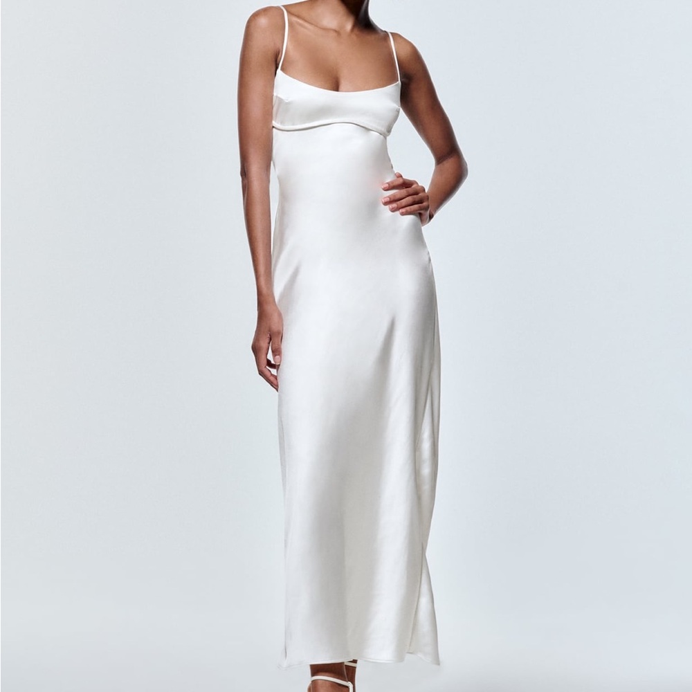 Zara Satin Effect Cut Out Dress